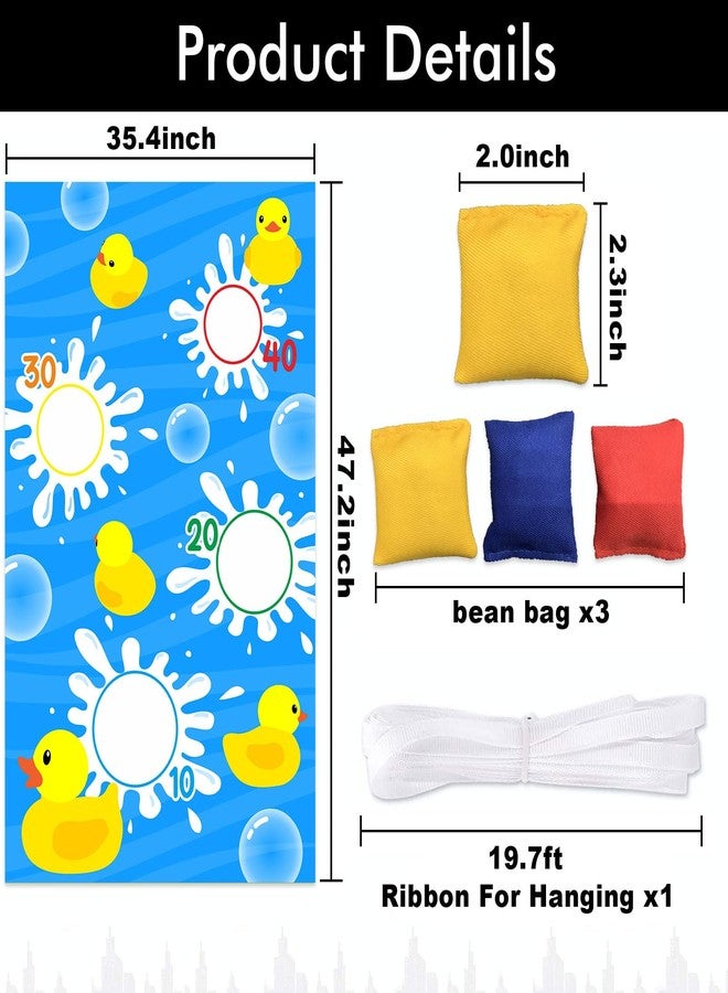 DZTRELFK Cartoon Little Yellow Duck Toss Games Banner Backdrop Animals Theme Decor Decorations for Indoor Outdoor Ducky Duck Birthday Party Supplies Favors Background Photo Booth Props - Image 2